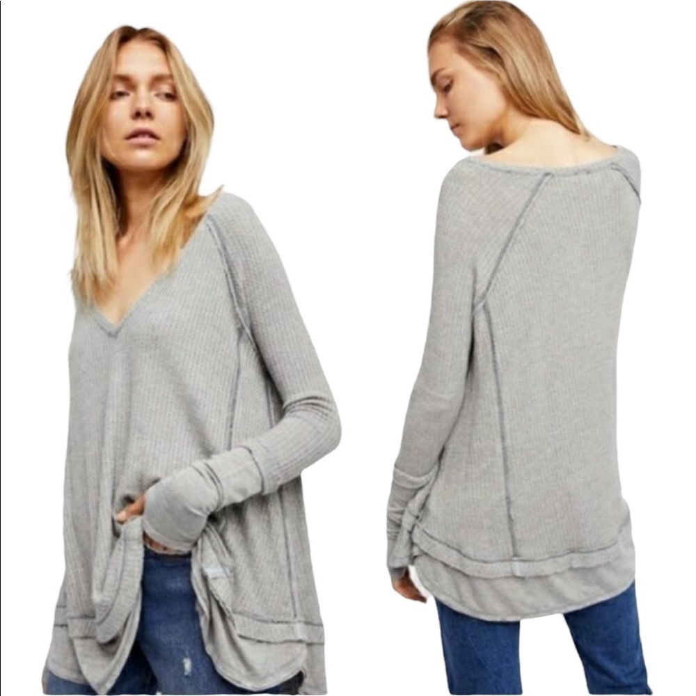 We the free blouse gray slouchy oversized xs
